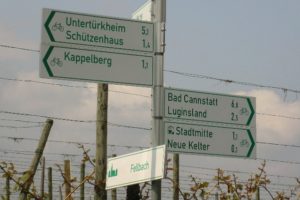 Kaufgesuch Fellbach Schilder mit Angaben zur Entfernung nach fellbach, Bad Cannstatt, Kappelberg, Luginsland